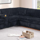 Modern Style L-Shape Sectional Set, USB Ports, Cup Holder