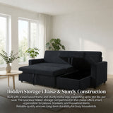 L - Shaped Convertible Sofa Bed With Storage Chaise