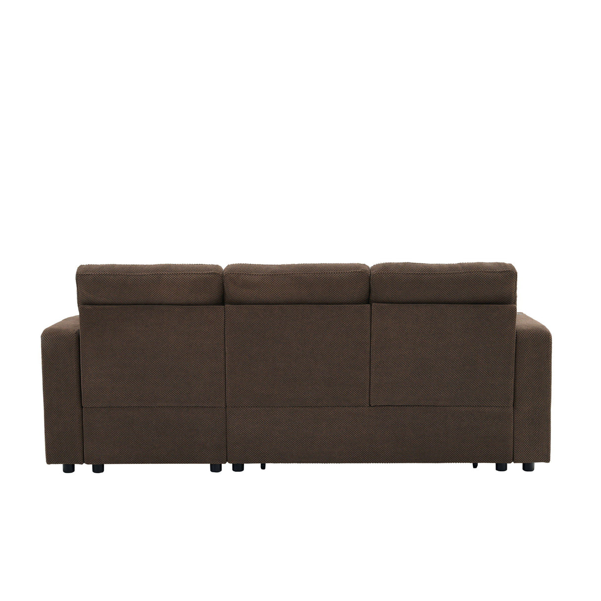 Convertible L - Shaped Sectional Sofa Bed With Storage Chaise, Cup Holders