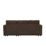 Convertible L - Shaped Sectional Sofa Bed With Storage Chaise, Cup Holders