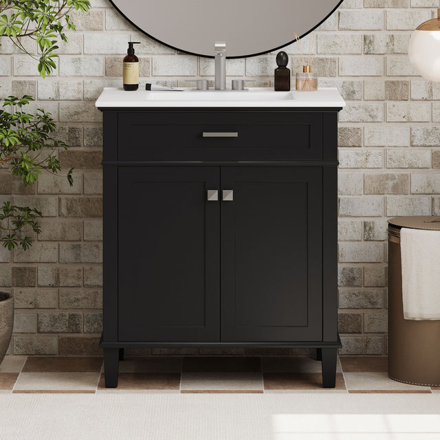 Bathroom Vanity With Ceramic Basin, Soft Close Door And Adjustable Shelves - Vanities - Alpine Outlets