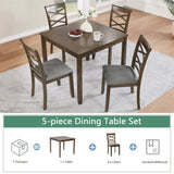 5 Piece Dining Table Set & 4 Chairs - Walnut
