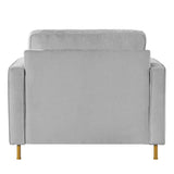 Accent Chair Upholstered Single Sofa With Square Arms, Sewn Pillow Back For Living Room