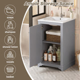 Bathroom Vanity With Sink, Freestanding Single Cabinet Set, Soft Close Door, Adjustable Shelf