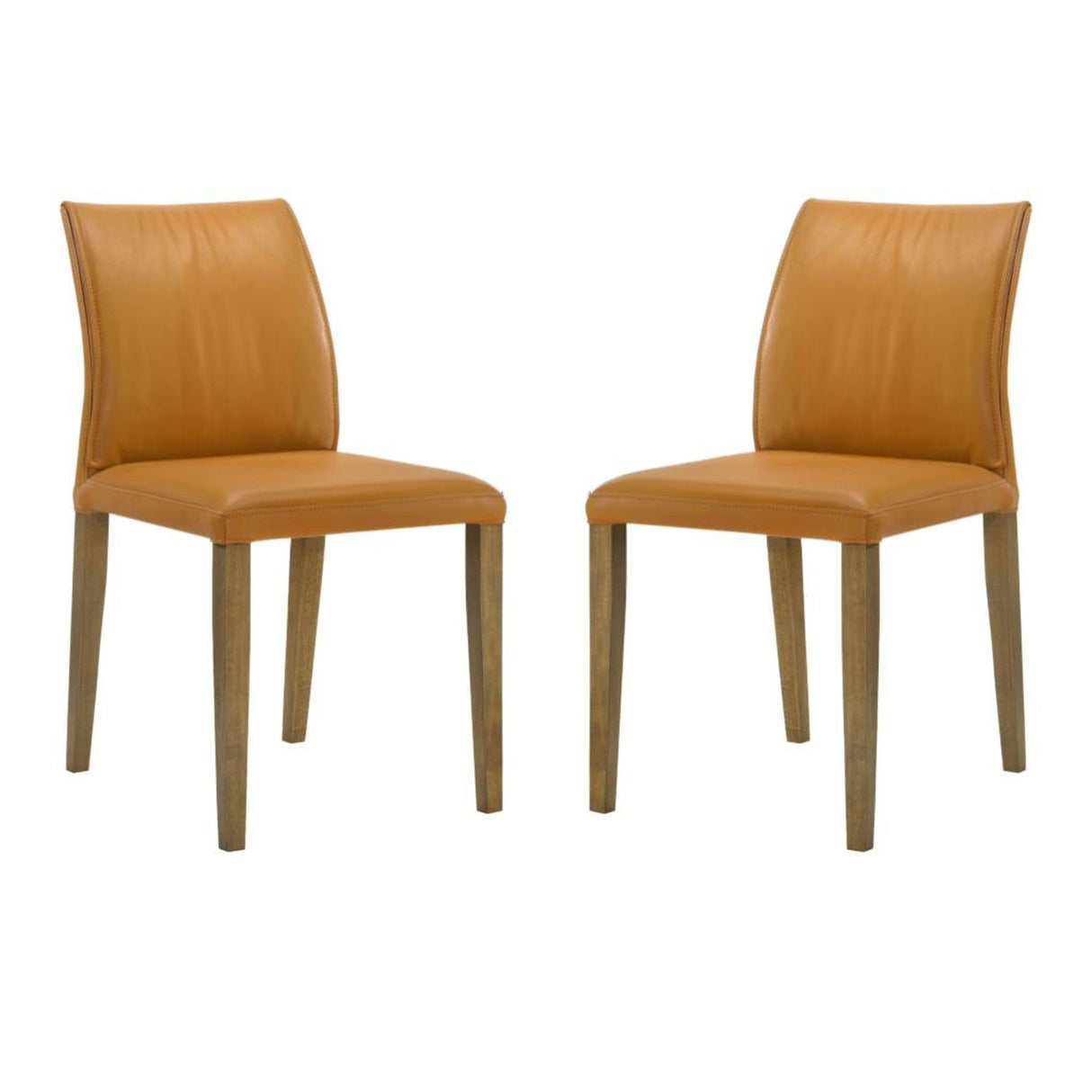 Velena - Full Back Top Grain Leather Upholstered Wood Dining Chairs (Set of 2) - Orange