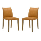 Velena - Full Back Top Grain Leather Upholstered Wood Dining Chairs (Set of 2) - Orange