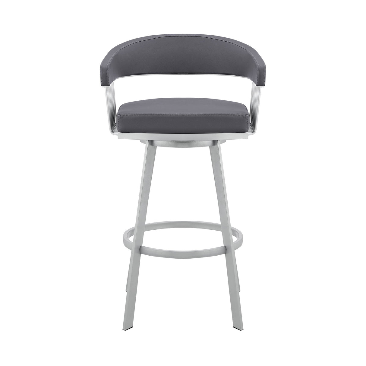 Chelsea - 25" Slate Gray Faux Leather And Silver Metal Bar Stool