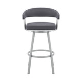 Chelsea - 25" Slate Gray Faux Leather And Silver Metal Bar Stool