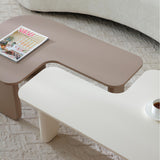 2 Pieces Modular Coffee Table Set, Free Combination - Khaki / White