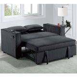 Modern Style Convertible Sofa With Pull-Out Bed, USB Ports & Cup Holders