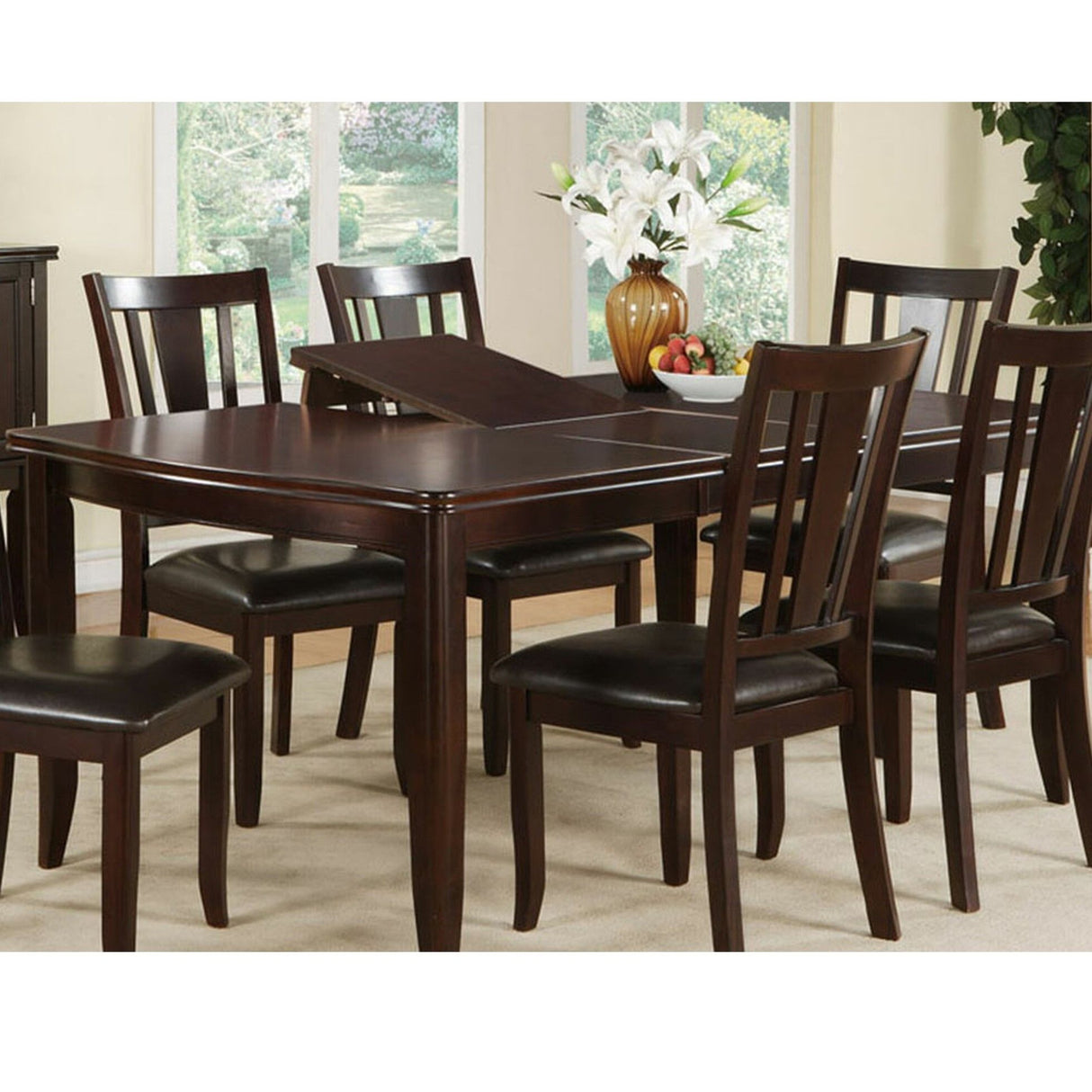 Dining Table With Built In Butterfly Leaf, Rectangle Shape, Extendable - Espresso