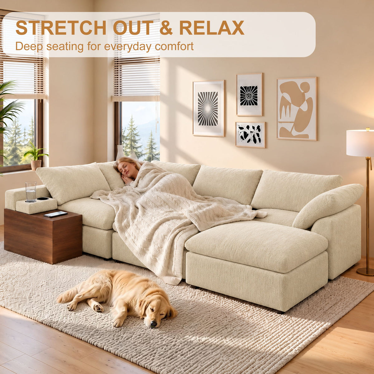 Modular Cloud Couch With Storage Console