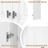 Bathroom Cabinet With 5 Adjustable Shelves, Soft Closing Hinges, Open Shelving Design - White