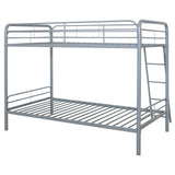 Long Beach - Twin Over Twin Bunk Bed With Built In Guardrails And Angled Ladder - Silver
