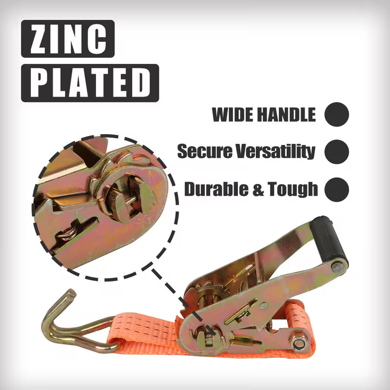 WFLNHB Heavy Duty Tie Down Strap 1.5Inch x 15ft Ratchet Tighten Cargo Strap J Hook Heavy Duty 20 Pack