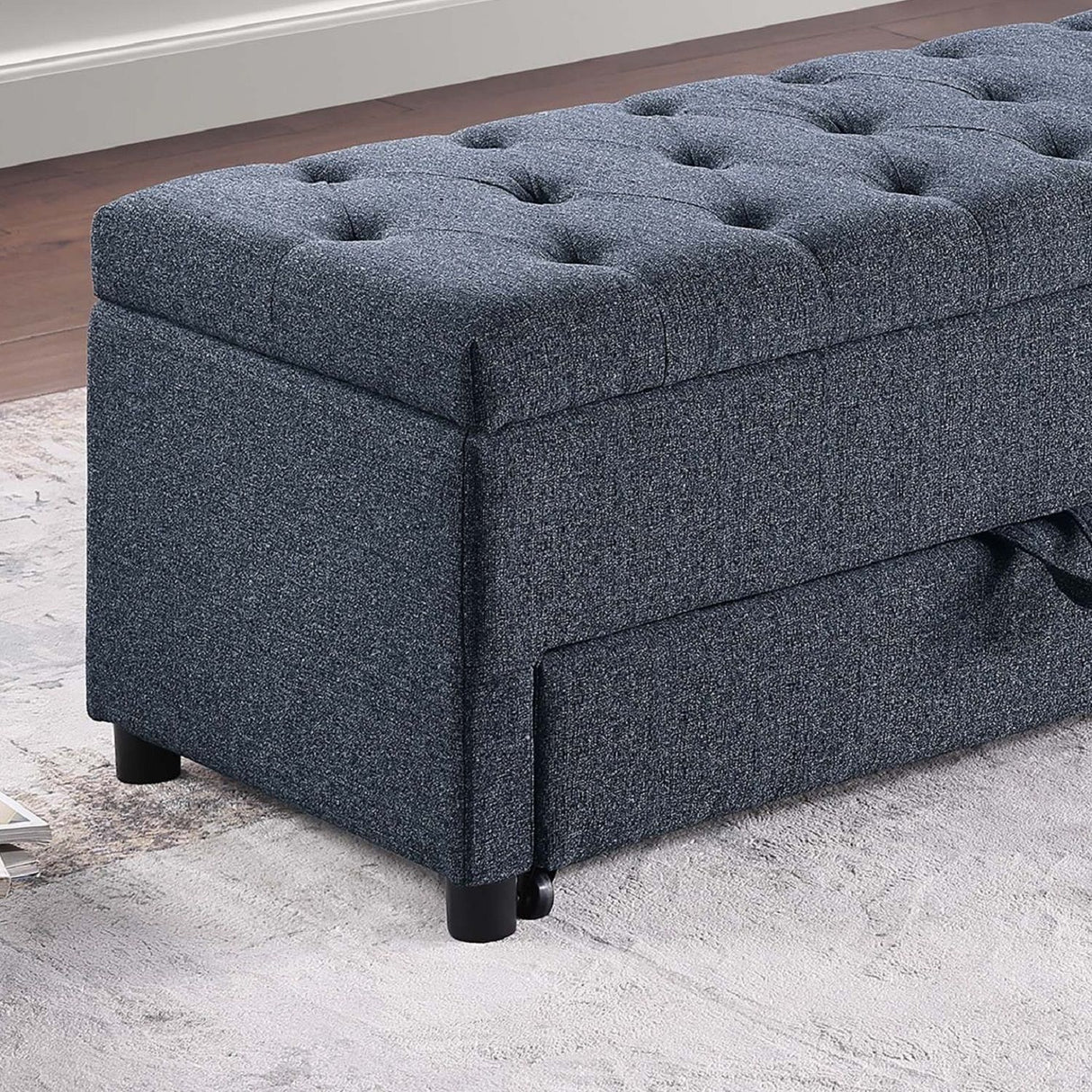 Storage Ottoman With Tufted Seat And Underseat Drawer