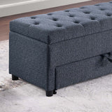 Storage Ottoman With Tufted Seat And Underseat Drawer