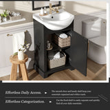 20" Bathroom Vanity With Bulged Sink, Freestanding Single Vanity Set, Soft Close Door