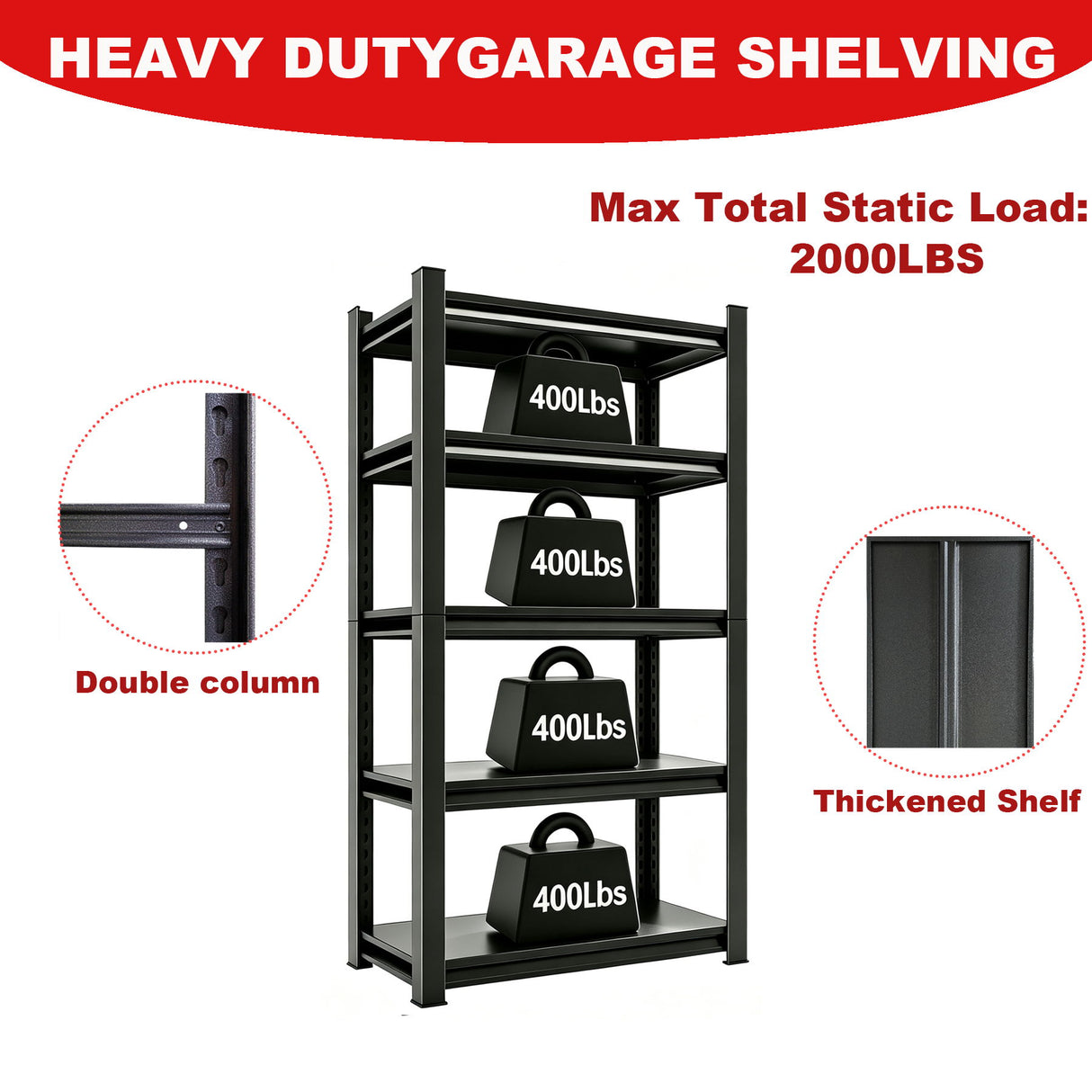 5 Tier Heavy Duty Shelving Unit Adjustable Shelving Units