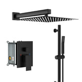Wall Mounted Shower System With Adjustable Slide Bar And Rough In Valve - Matte Black