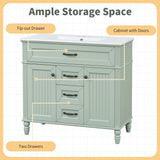 Bathroom Vanity With Sink, Flip-Out Top Drawer, Soft Close Doors, 2 Storage Drawers