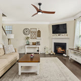 Ceiling Fan With 3 Blades, Remote Control Reversible DC Motor, Dimmable Light, And 1H / 4H / 8H Timer - Black