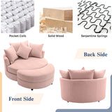 360° Swivel Accent Barrel Chair With Storage Ottoman & 4 Pillows, Modern Leisure Chair Round Accent For Living Room
