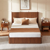 Wave Pattern Headboard Platform Bed Frame