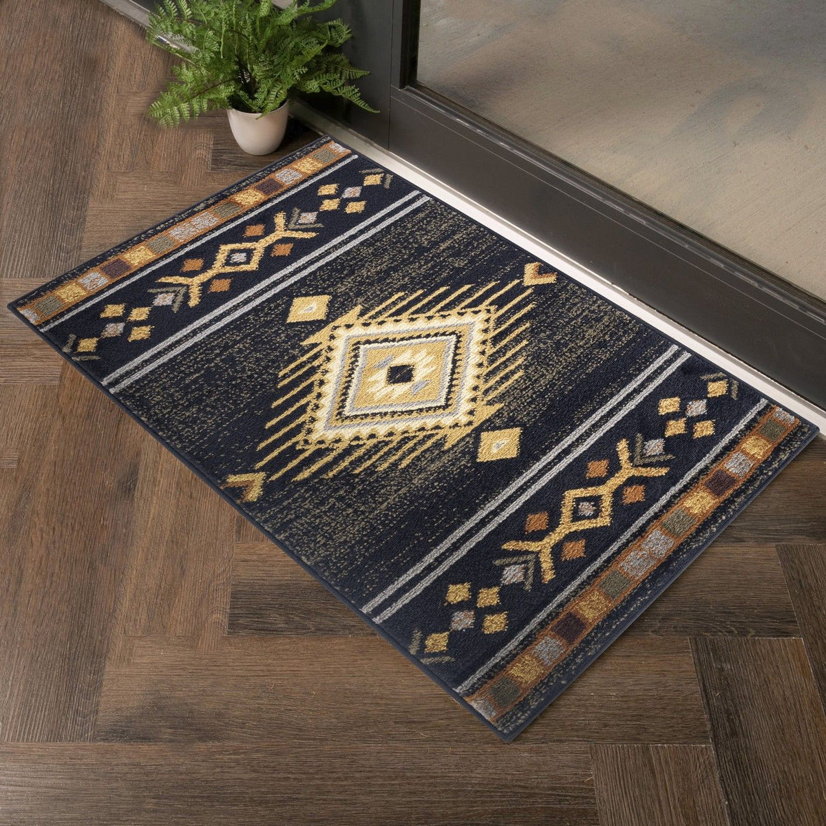 Tribes - 7'10" X 10'3" Southwest Area Rug - Black
