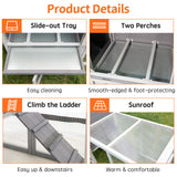 Chicken Coop, Large Outdoor Hen House With Run And Nesting Box Poultry Cage