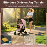 Foldable Pet Stroller For Small Dogs And Cats With Multi Functional Tray