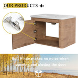 Wall Mounted Bathroom Vanity With Sink And Storage Shelves, Soft Close Doors