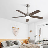 42" Ceiling Fan With Reversible DC Motor, LED Light, 5 Blade Design - Nickel