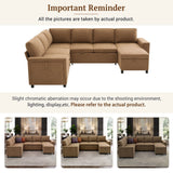 U - Shaped Convertible Sectional Sofa Bed With Storage, USB Charger & Cup Holders