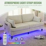 Chenille 2 Seater Sofa With LED Light, USB Charging Port, And Storage Bag
