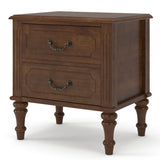 Fluted Nightstand With 2 Drawers, Bedside Table - Walnut