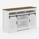 TV Stand With Sliding Barn Doors And Adjustable Storage - White / Oak