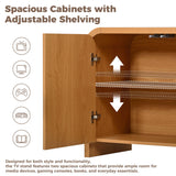Curved Edge TV Stand With Large Cabinets
