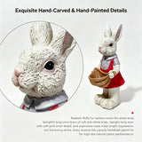 Whimsical Rabbit Statue Flower Pot Ornament, Garden Decor - Pink / White
