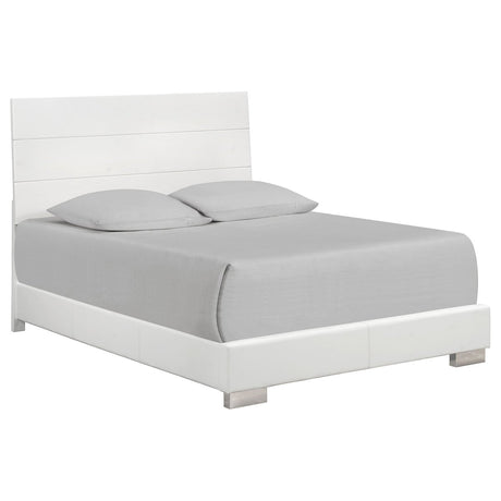 Felicity Wood Eastern King Panel Bed White High Gloss - Beds available at Alpine Outlets in Denver