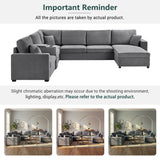 Modular 5 Seat U-Shape Sectional Sofa With Chaise Lounge, Built In Cup Holders And Storage Drawer