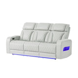 Julian - Power Reclining Sofa With Footrest And LED Lighting - Silver