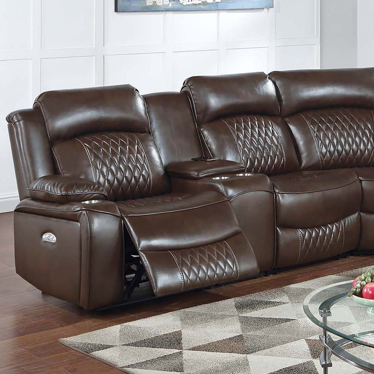 Power Motion Reclining Sectional Set With Console