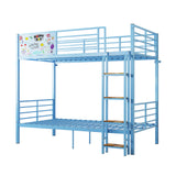 Bunk Bed, Convertible To 2 Separate Twin Size Beds & Full Length Guardrail & Ladder, No Box Spring Needed - Blue