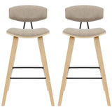 Fox - Bar Height Curved Back Wood Bar Stool With Faux Leather Seat