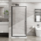 Corner Shower Enclosure, Frameless Pivot Door - Matte Black