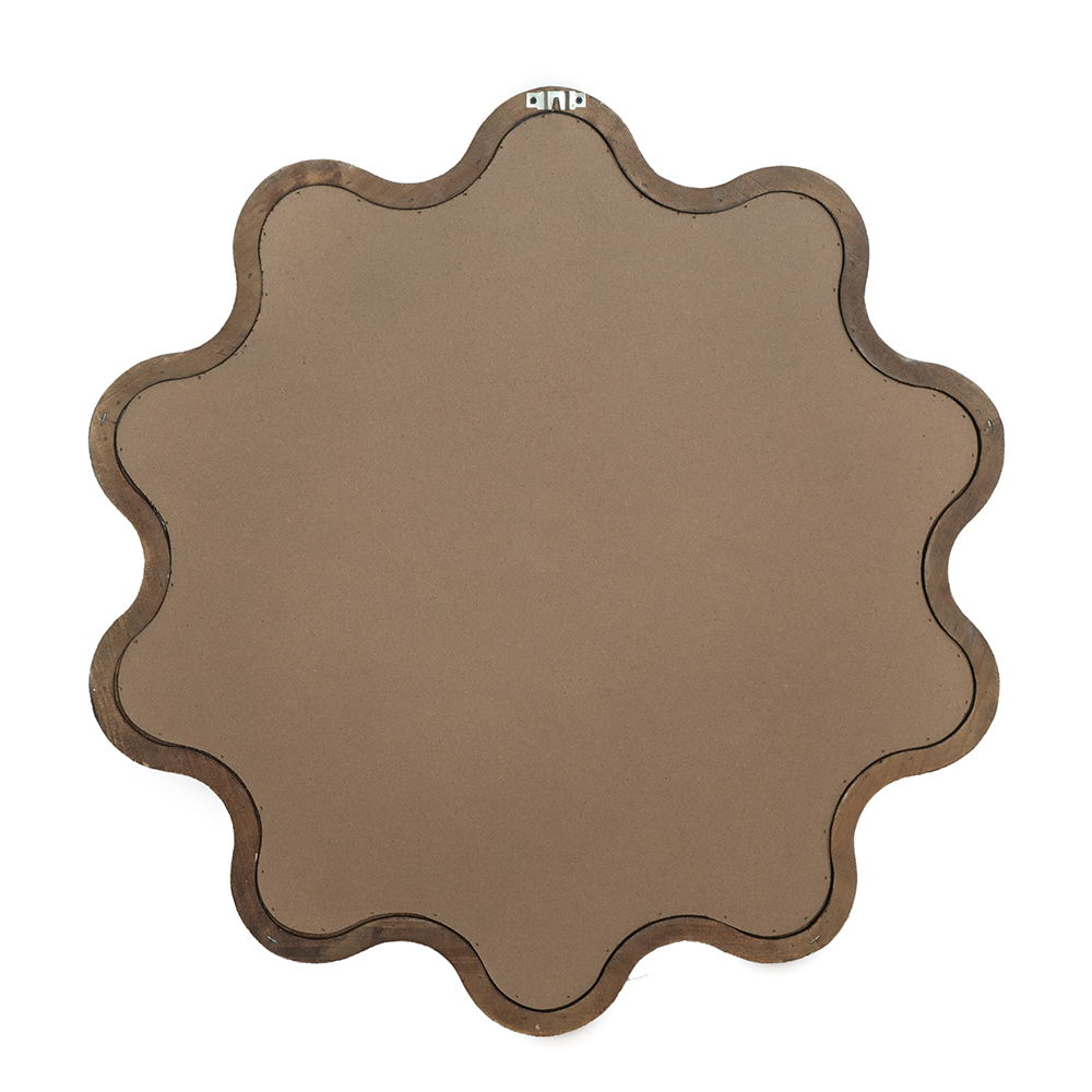 Wooden Accent Mirror With Unique Frame, Wall Mirror For Living Room Bedroom Entryway - Brown - Wall Mirrors - Alpine Outlets