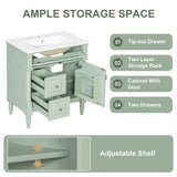 Modern Bathroom Vanity With Sink, Freestanding Cabinet With Flip Drawer & Adjustable Shelf