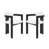 Jazmin - Curved Back Wood Dining Chair With Boucle Fabric Seat Set