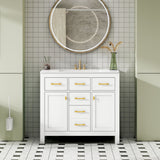 Bathroom Vanity With Sink, Cabinet With 4 Drawers & 2 Soft Close Doors, Rectangular Storage Unit For Bathroom